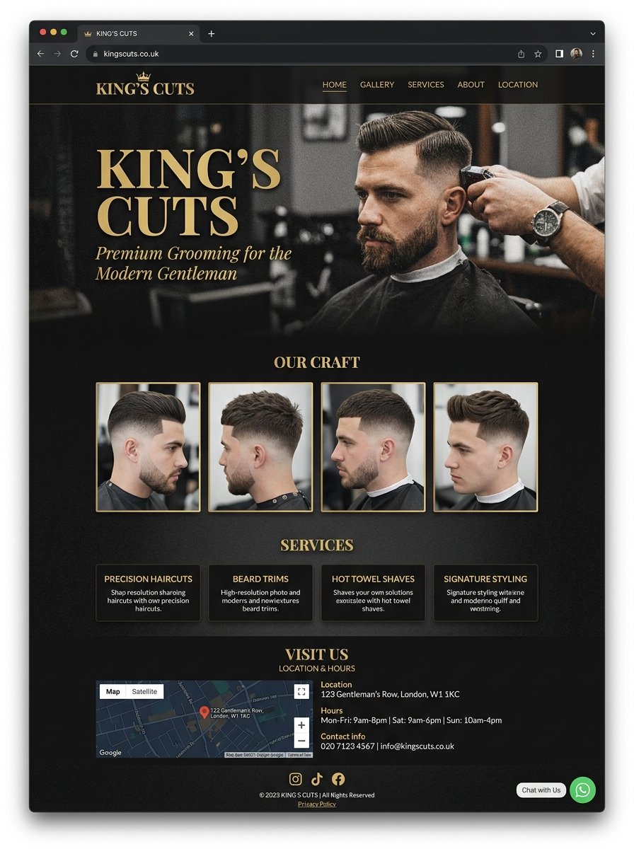 Barbershop landing page example