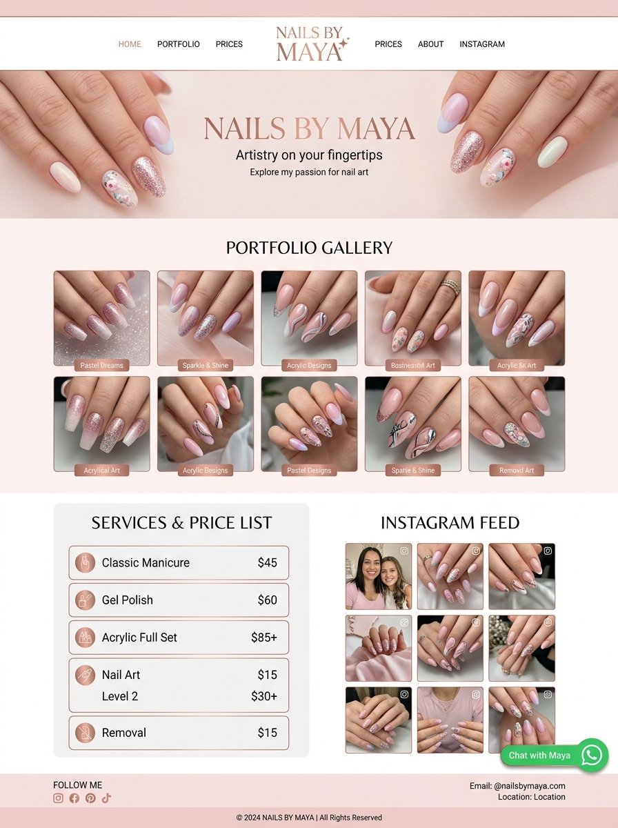 Nail tech landing page example
